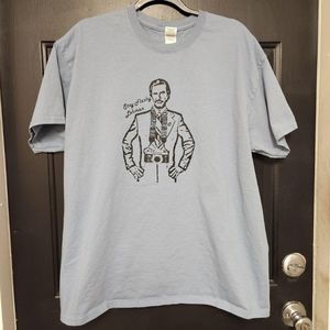 Anchorman Ron Burgundy Will Ferrell Short Sleeve‎ Comedy Blue XL Tee Shirt